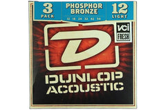 Dunlop Phosphor Bronze Acoustic Guitar Strings Light Gauge 12-54 3-Pack - Clearance