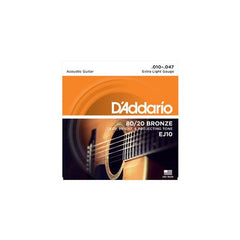 D'Addario EJ10 80/20 Acoustic Guitar Strings Bronze Extra Light Gauge 10-47